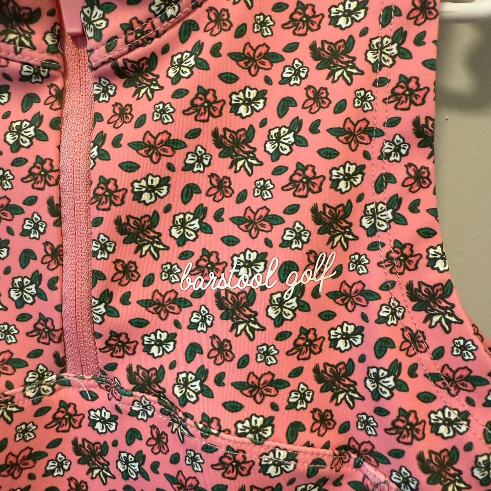 Barstool Sports Floral Printed Sleeveless Quarter Zip Tank Top - Picture 3 of 4